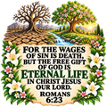 Eternal Life: Death and Life Tree Sticker - Romans 6:23
