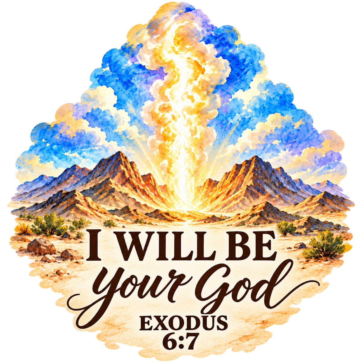 I Will Be Your God Pillar of Fire Sticker - Exodus 6:7