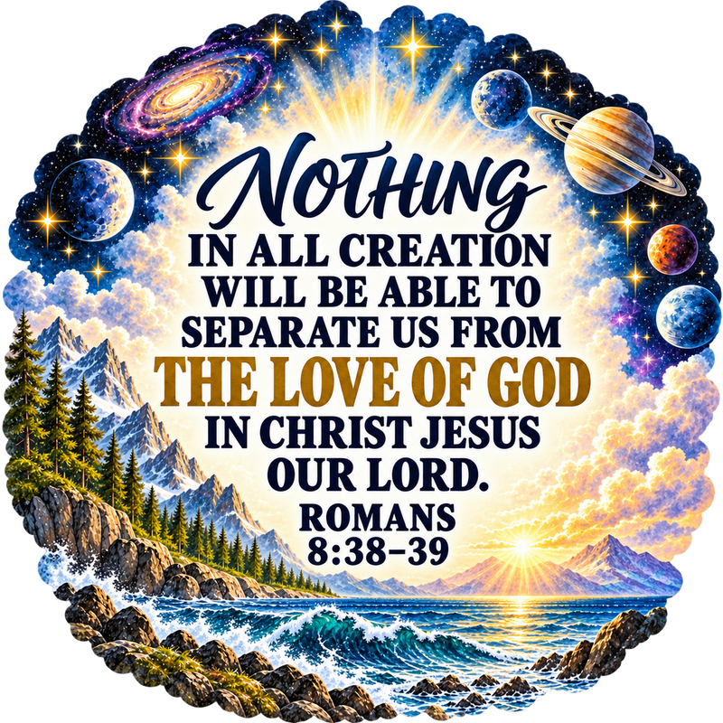 Nothing Can Separate Us Cosmic Coast Sticker - Romans 8:38–39