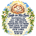 Safe in His Love Lamb Sticker - Romans 8:38–39