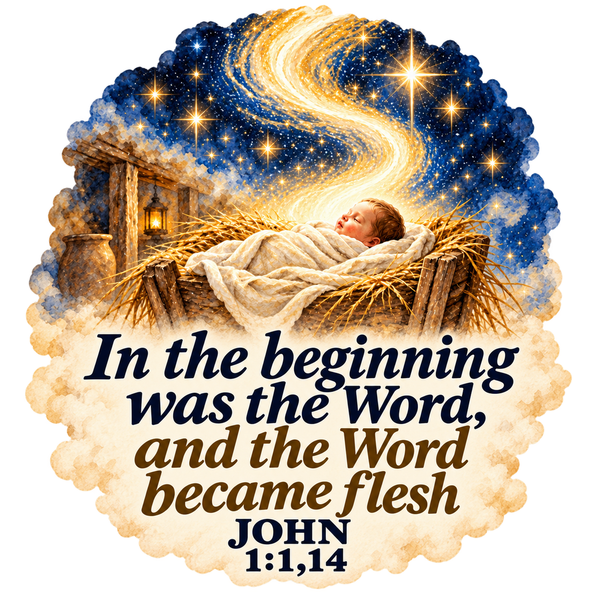 The Word Became Flesh Nativity Sticker - John 1:1,14