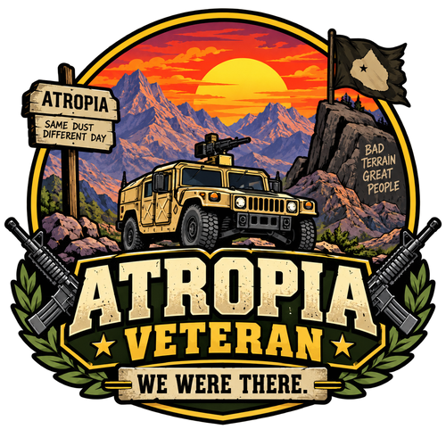 Atropia Veteran Army training humor sticker