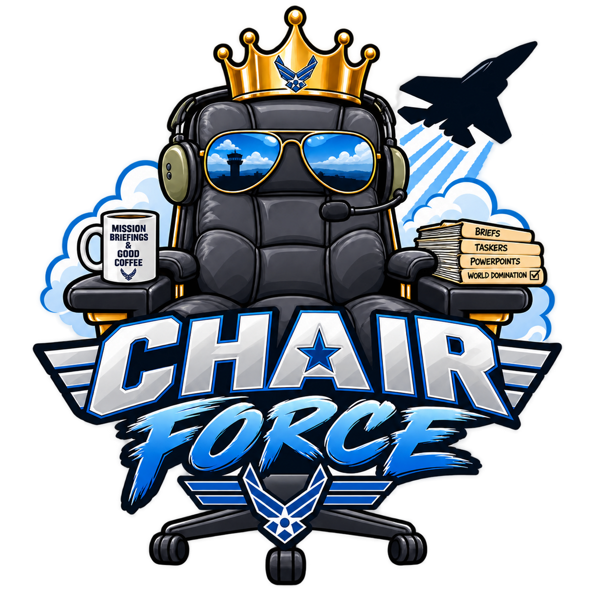 Chair Force Air Force humor sticker design