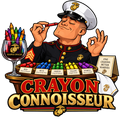 Crayon Connoisseur Marine Corps humor sticker with Marine tasting crayons