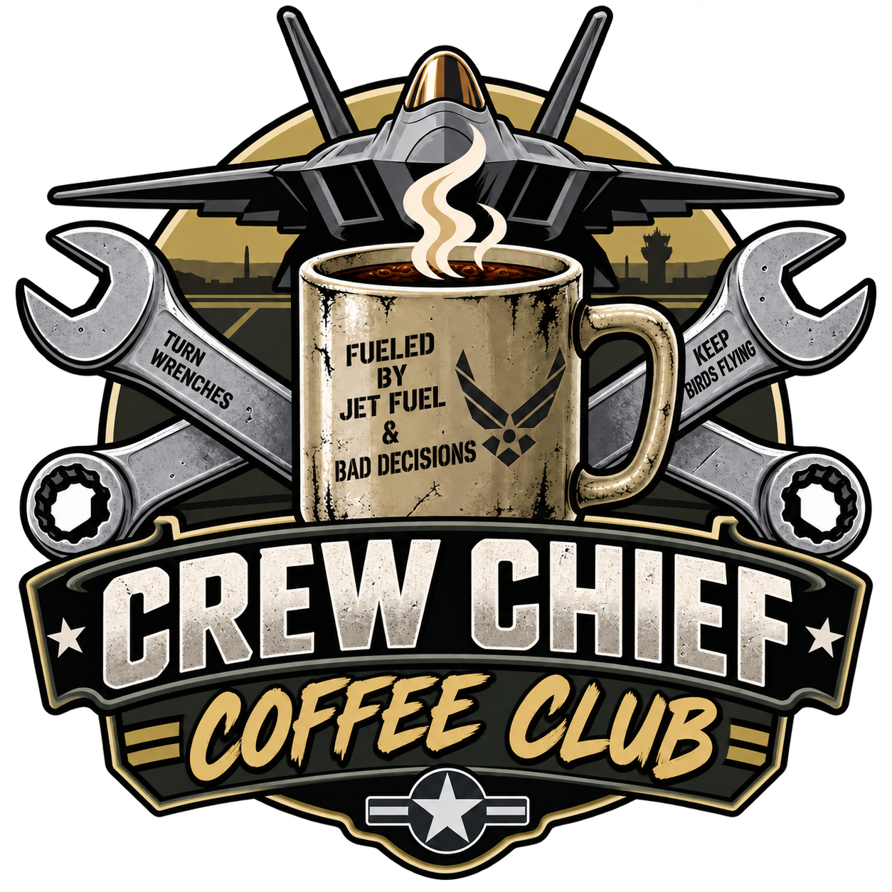 Crew Chief Coffee Club Air Force maintenance sticker