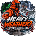 Heavy Weather Just Another Watch sticker with an orange-clad boat crew member, storm waves, lightning and a rescue vessel