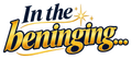 In the beninging... in ornate gold and navy italic lettering with gold flourishes and a sparkle.