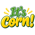 It’s Corn! in golden-yellow and green bubble lettering with playful emphasis marks.