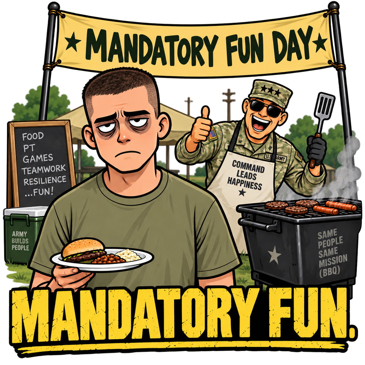 Mandatory Fun Day Army humor sticker