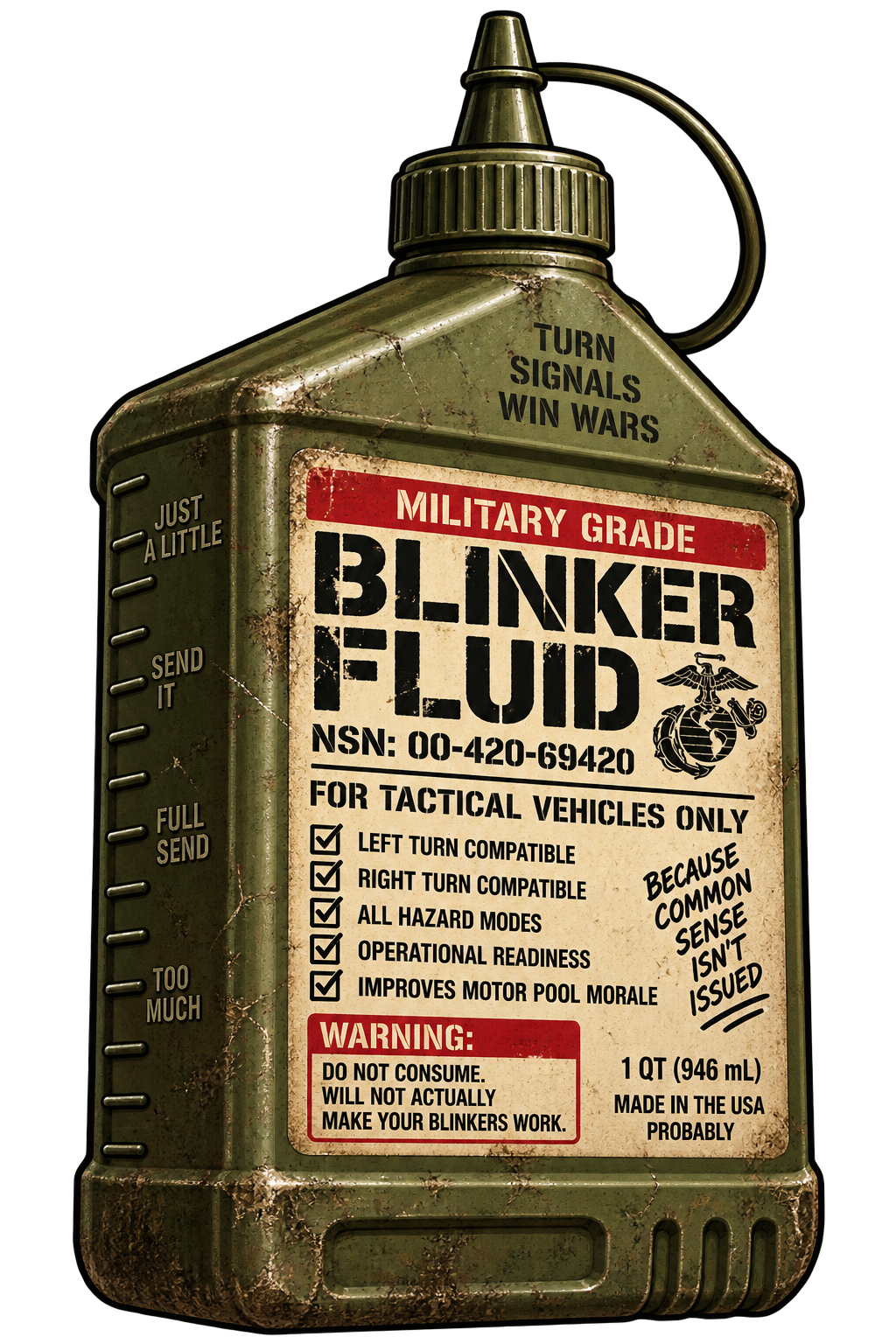 Military Grade Blinker Fluid military humor sticker design
