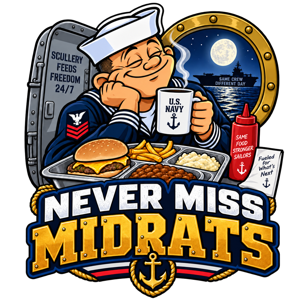 Never Miss Midrats U.S. Navy sticker