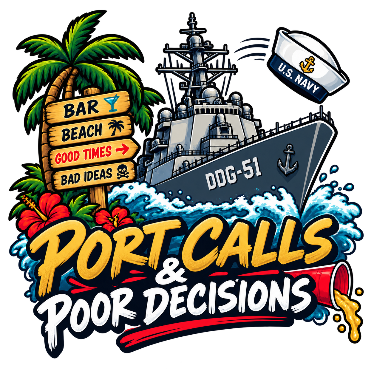 Port Calls & Poor Decisions U.S. Navy sticker