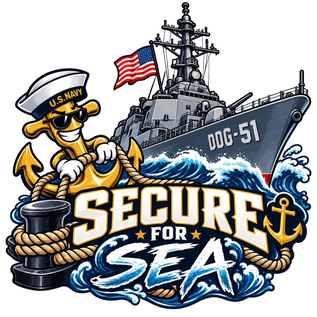 Secure for Sea DDG-51 U.S. Navy sticker