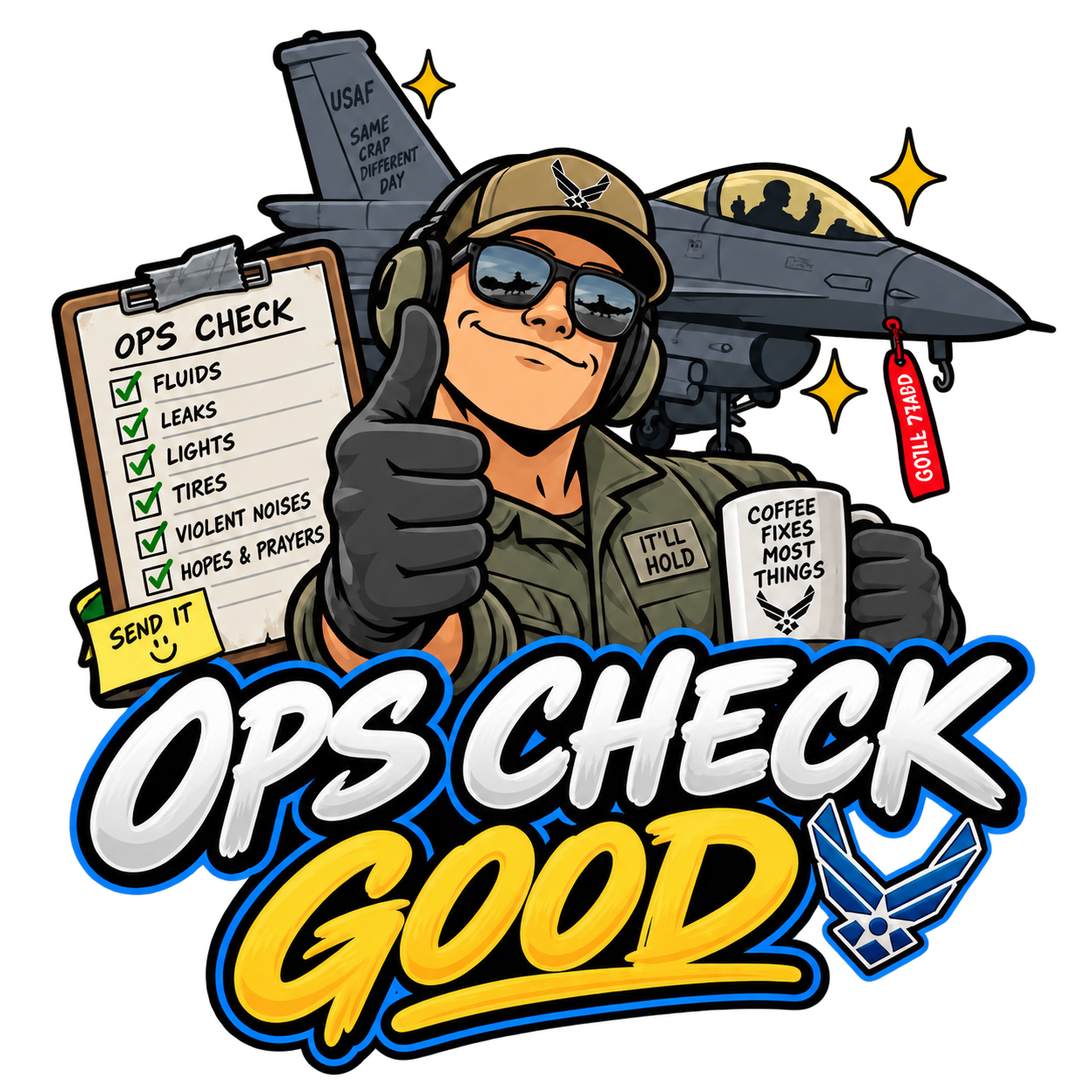 Ops Check Good Air Force flightline humor sticker