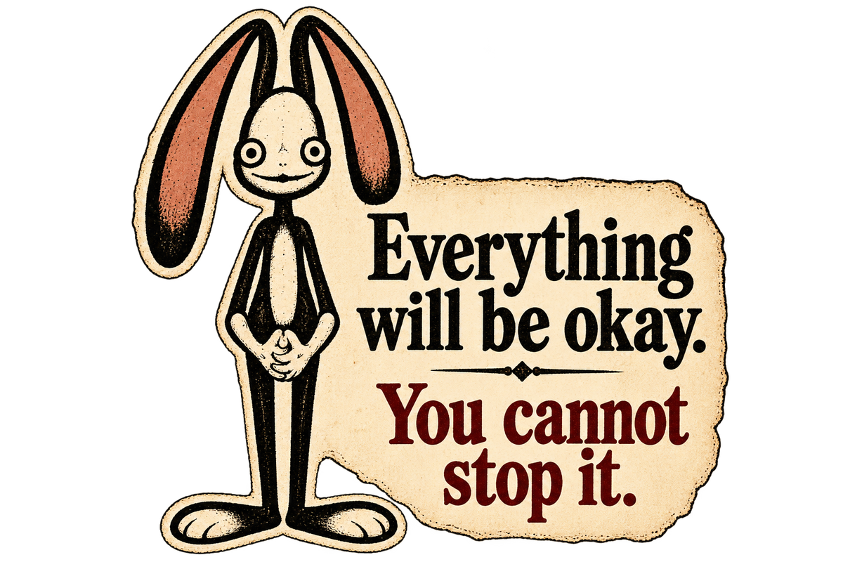 Ding-a-ling the long-eared rabbit beside Everything will be okay. You cannot stop it.