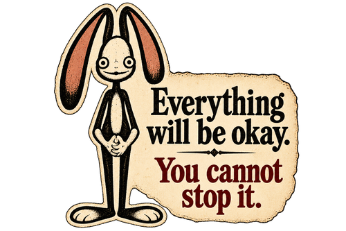 Bramble the Rabbit beside Everything will be okay. You cannot stop it.