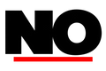 Bold black NO with a red underline.