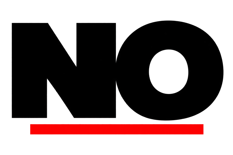 Bold black NO with a red underline.