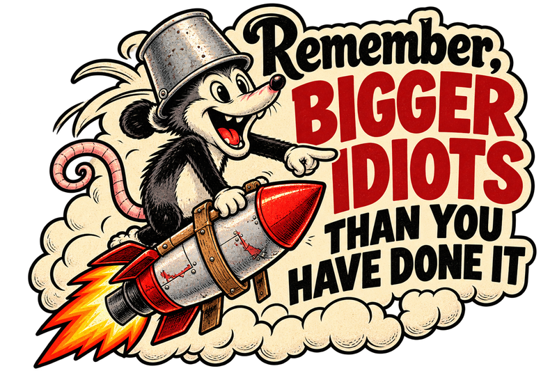Bigger Idiots Rocket Possum Sticker