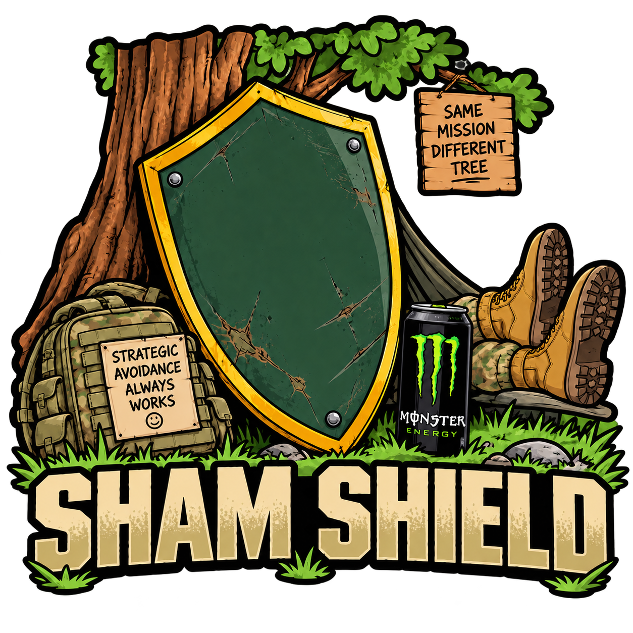 Sham Shield Army humor sticker