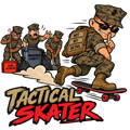 Tactical Skater USMC humor sticker with Marine escaping a working party