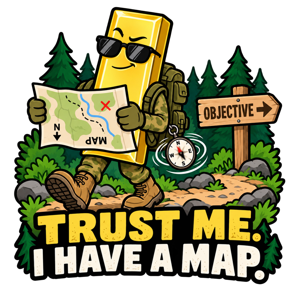 Trust Me I Have a Map Army lieutenant humor sticker