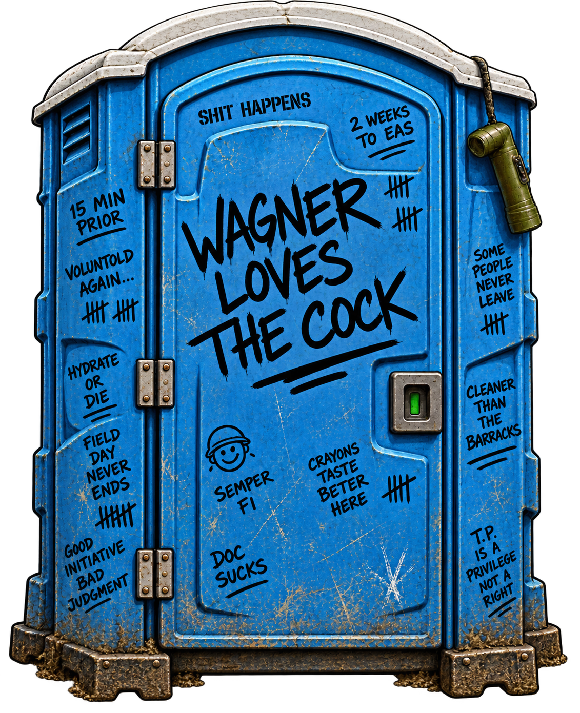Wagner Loves the Cock military porta potty humor sticker design