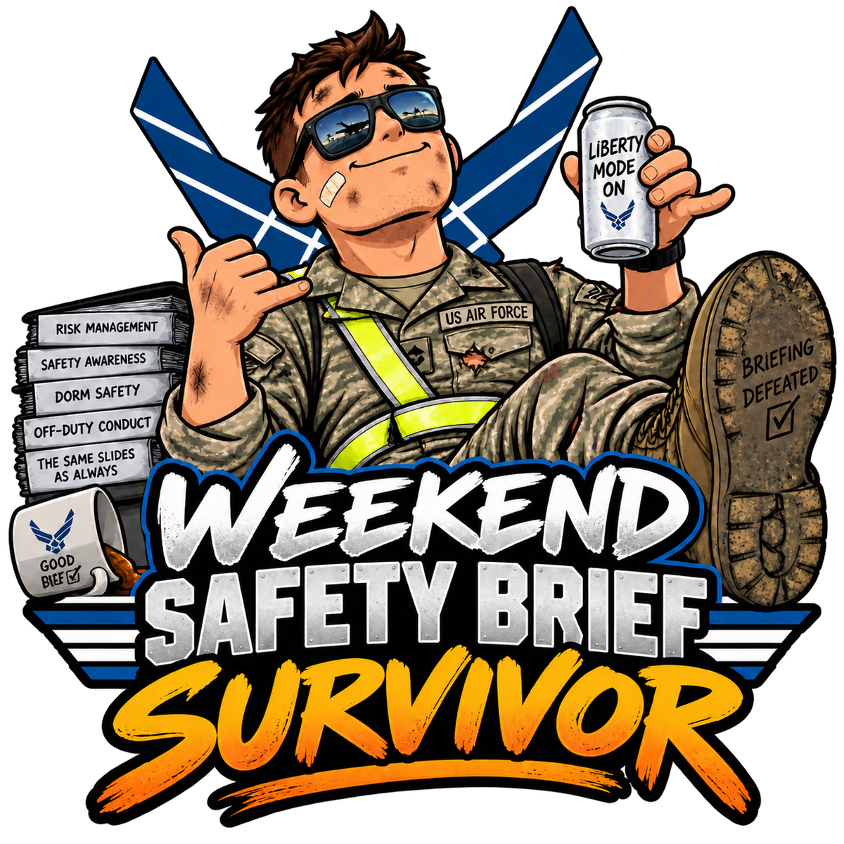 Weekend Safety Brief Survivor Air Force humor sticker