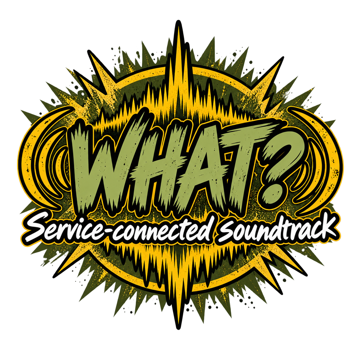 What? Service-connected Soundtrack over olive and yellow sound waves
